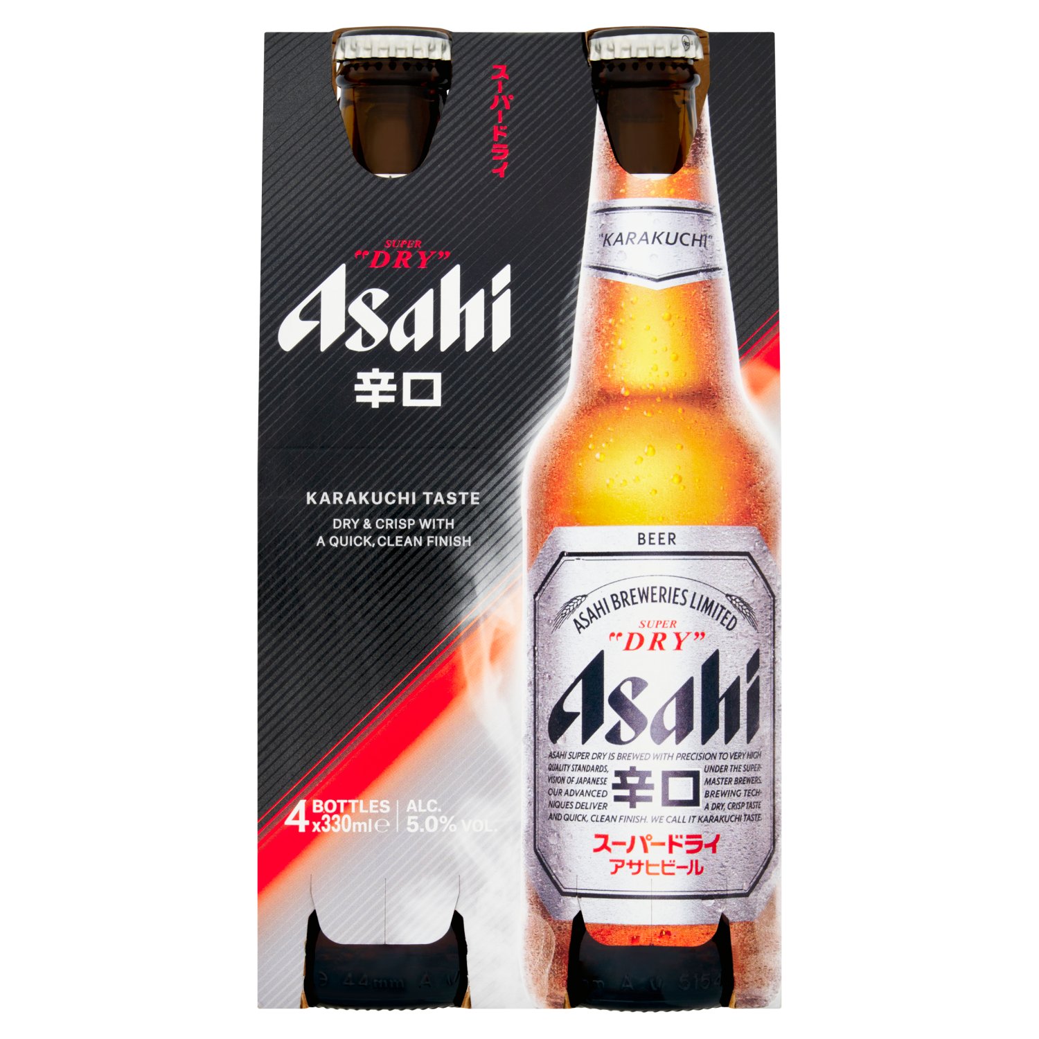 Asahi Super Dry Beer Bottle 4 Pack (330 ml)