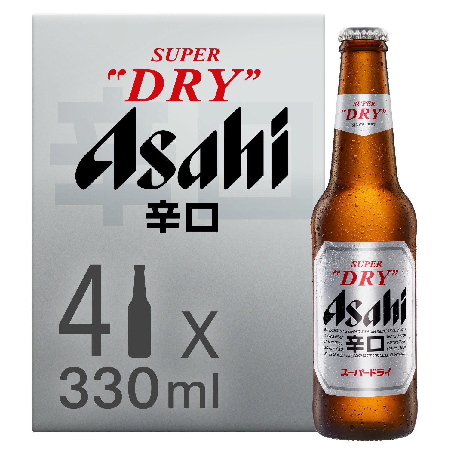 Asahi Super Dry Beer Bottle 4 Pack (330 ml)