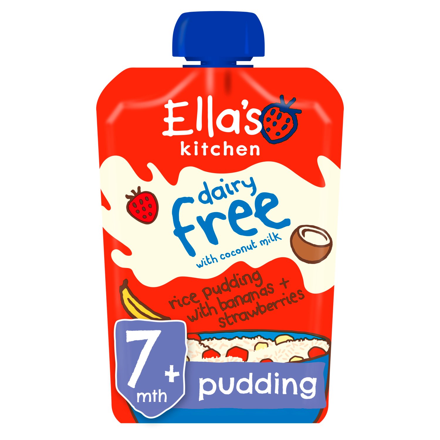 Ella's Kitchen Dairy Free Rice Pudding with Bananas & Strawberries 7+Months (80 g)