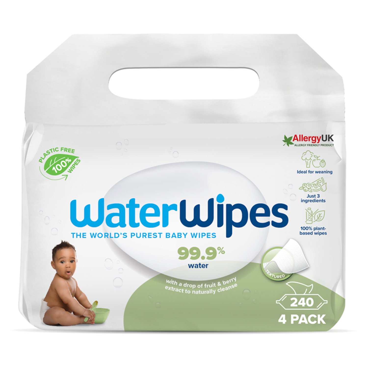 Waterwipes Textured Clean Baby Wipes 240 wipes (60 Piece)