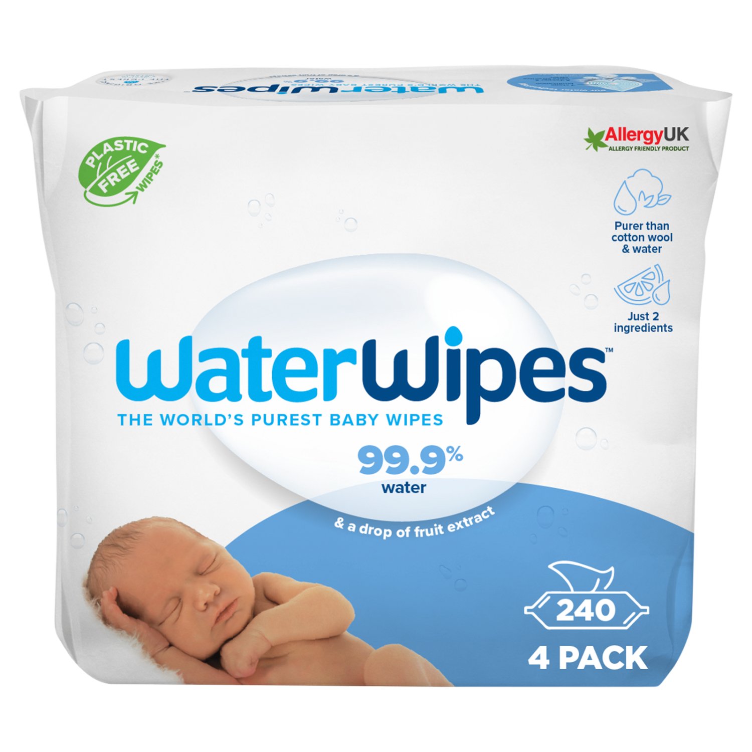 WaterWipes Sensitive Baby Wipes 4 Pack (60 Piece)