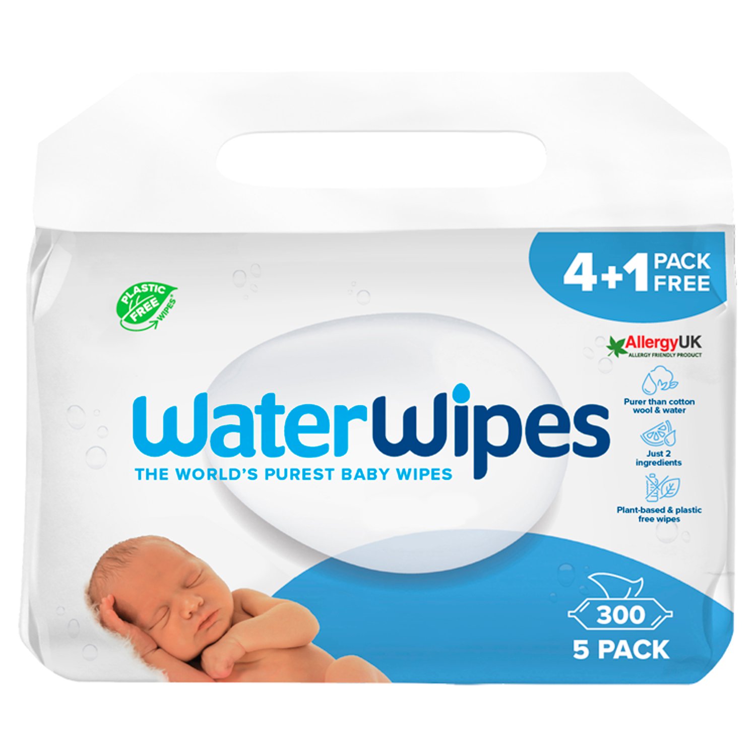 WaterWipes Baby Wipes 4+1 Free Pack (60 Piece)