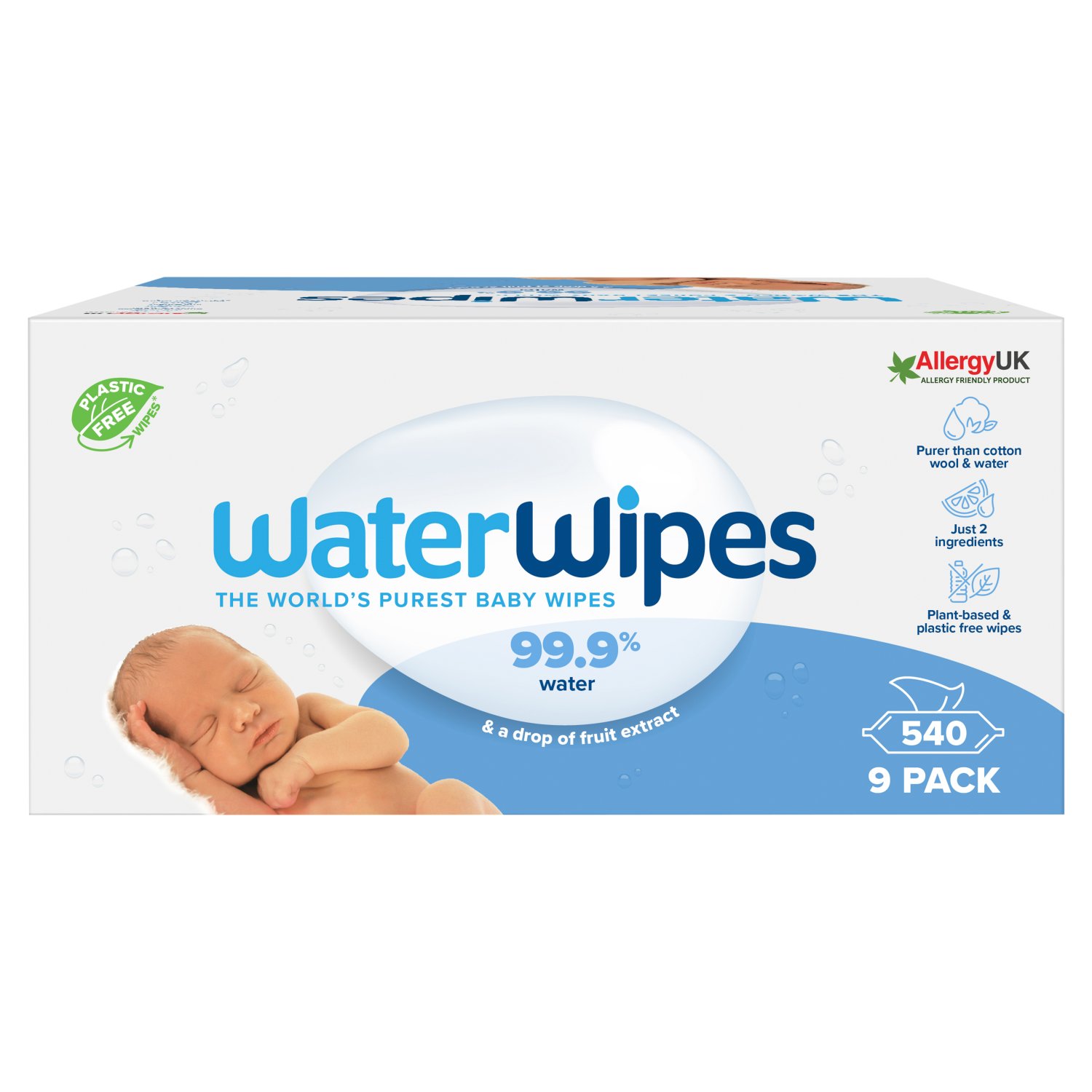 WaterWipes Original Baby Wipes 9 Pack (60 Piece)