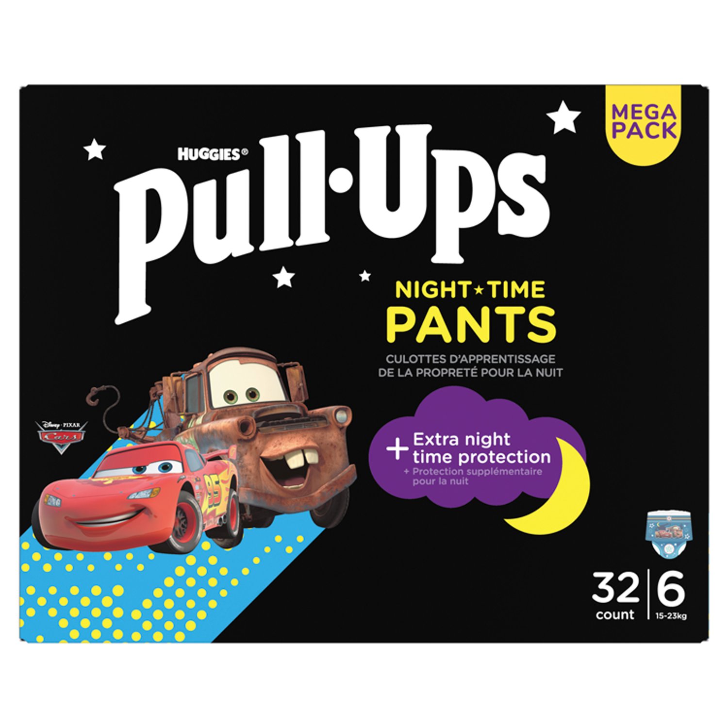 Huggies Pull-Ups Night Time Nappy Pants Size 6 Mega Pack (32 Piece)