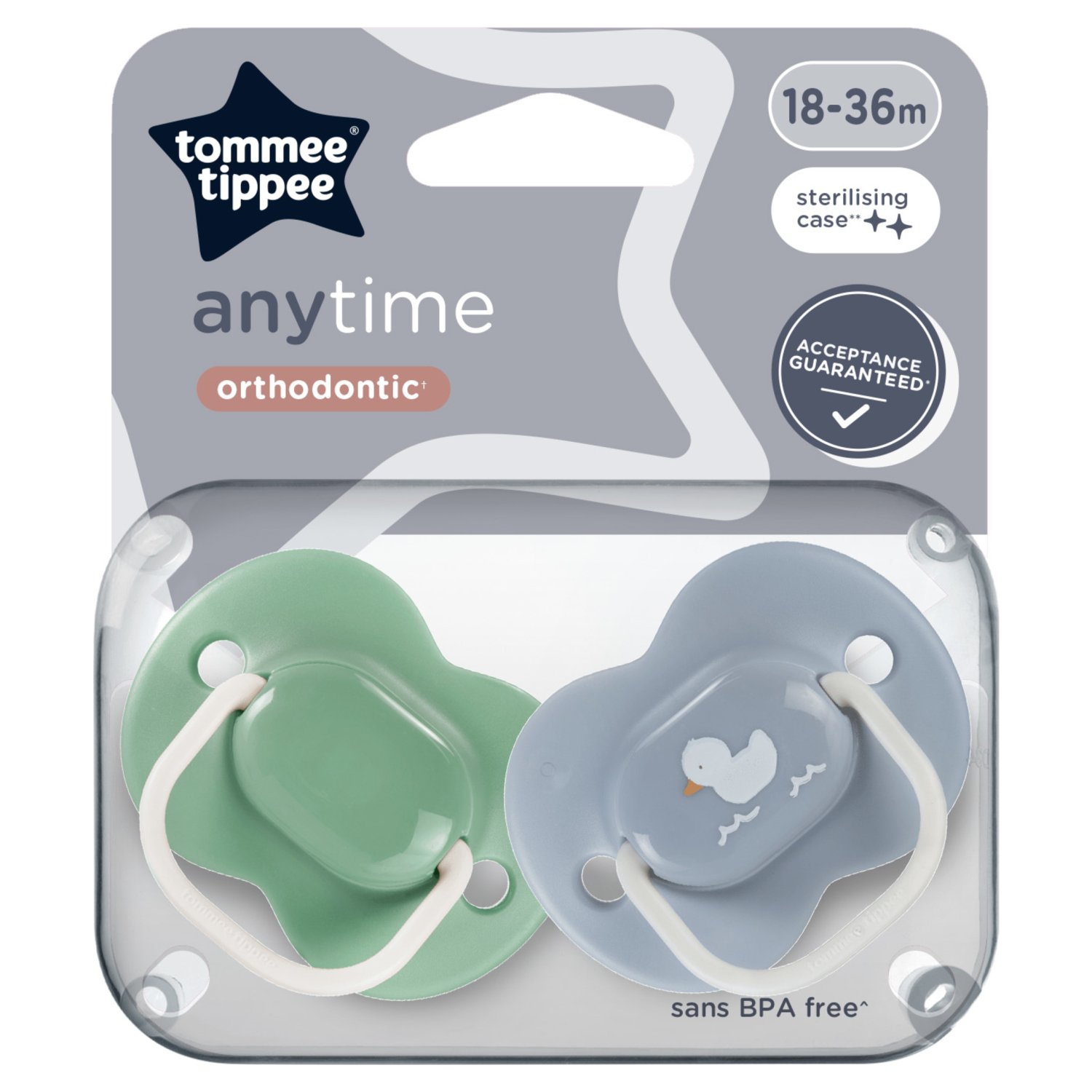 Tommee Tippee Anytime Orthodontic Soothers 18-36 Months (2 Piece)