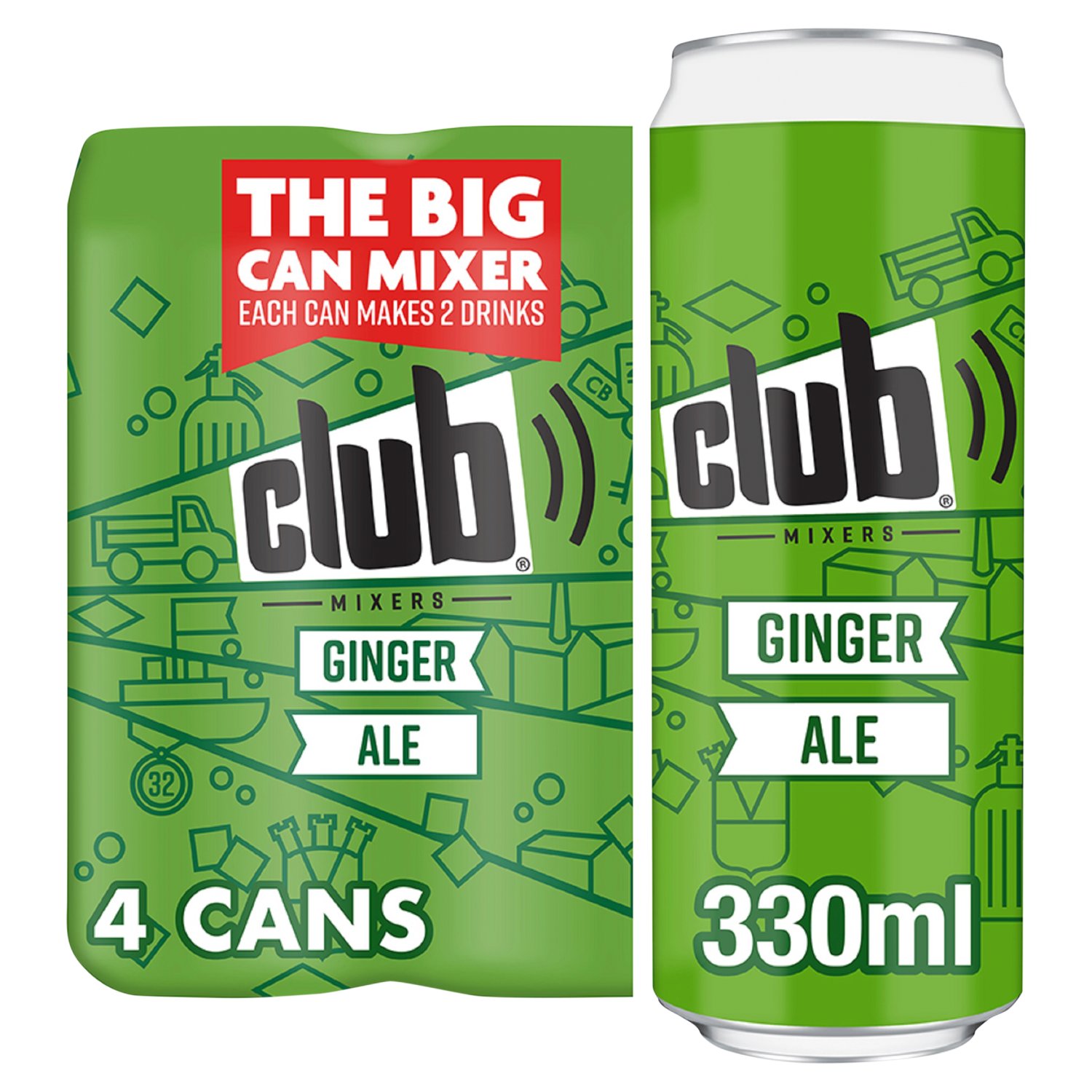 Club Ginger Ale Can 4 Pack (330 ml)