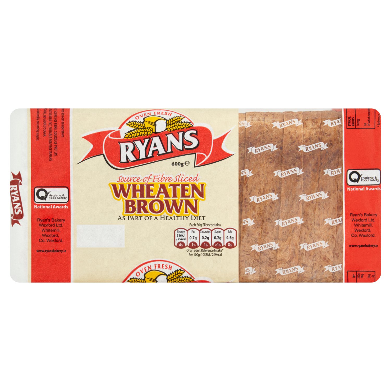 Ryans Value High Fibre Wheaten Brown Sliced (600 g)