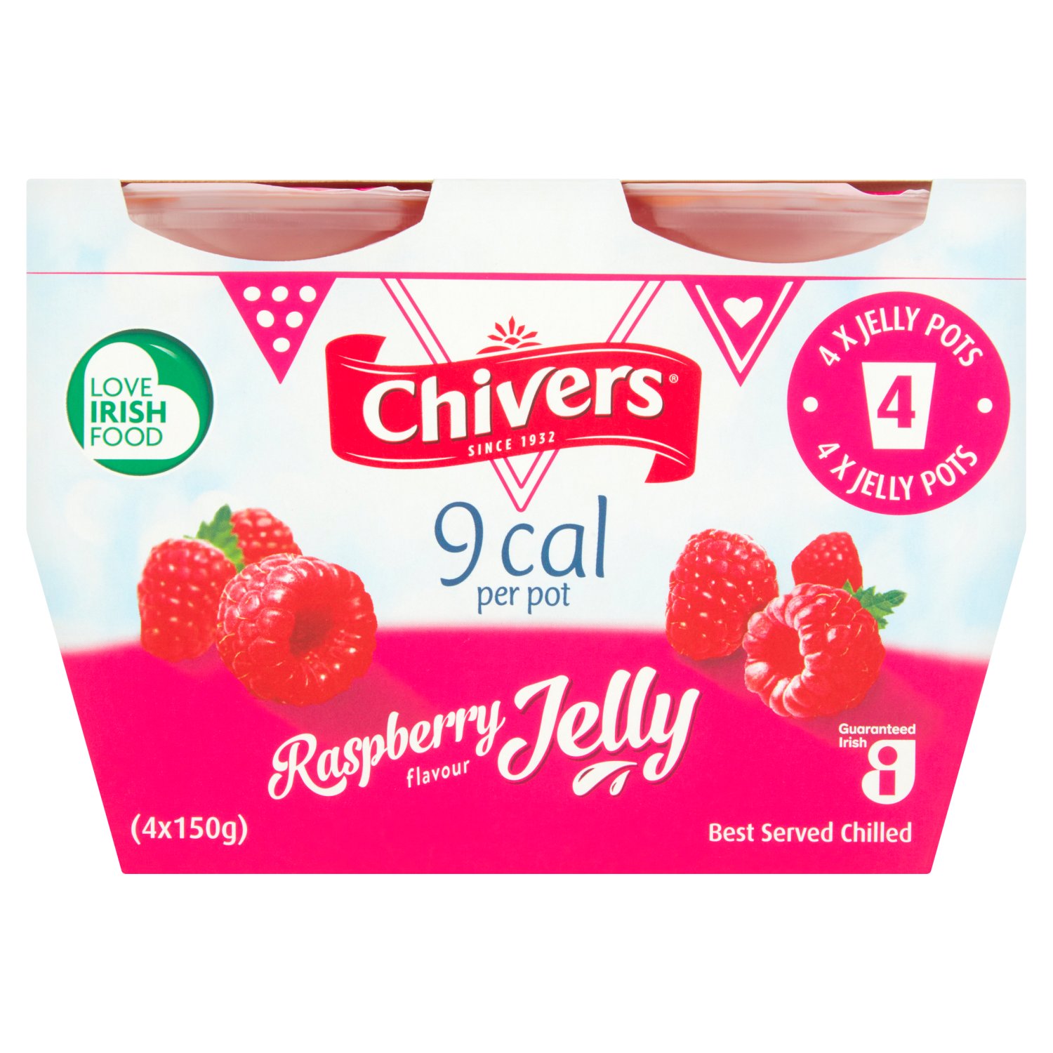 Chivers 9 Calorie Raspberry Jelly 4 Pots (600 g)