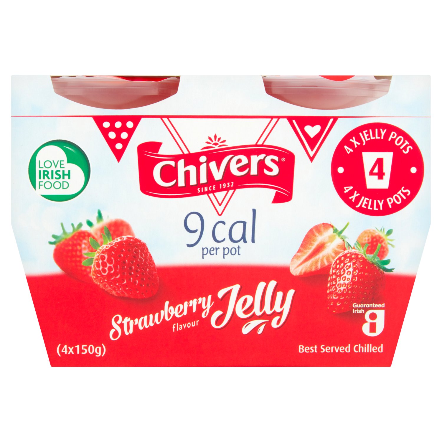 Chivers 9 Calorie Strawberry Jelly Pot 4 Pack (600 g)