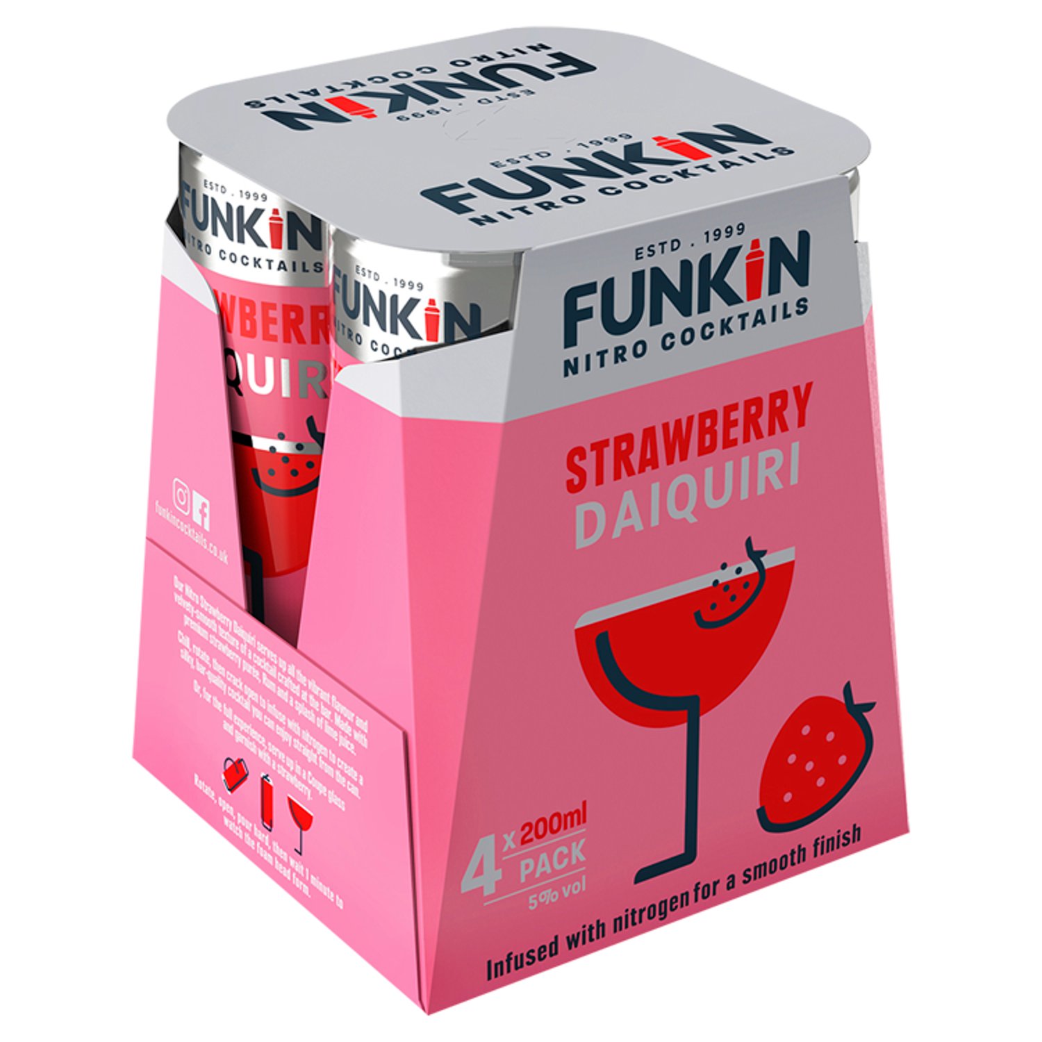 Funkin Strawberry Daquari Cocktail Can 4 Pack (200 ml)