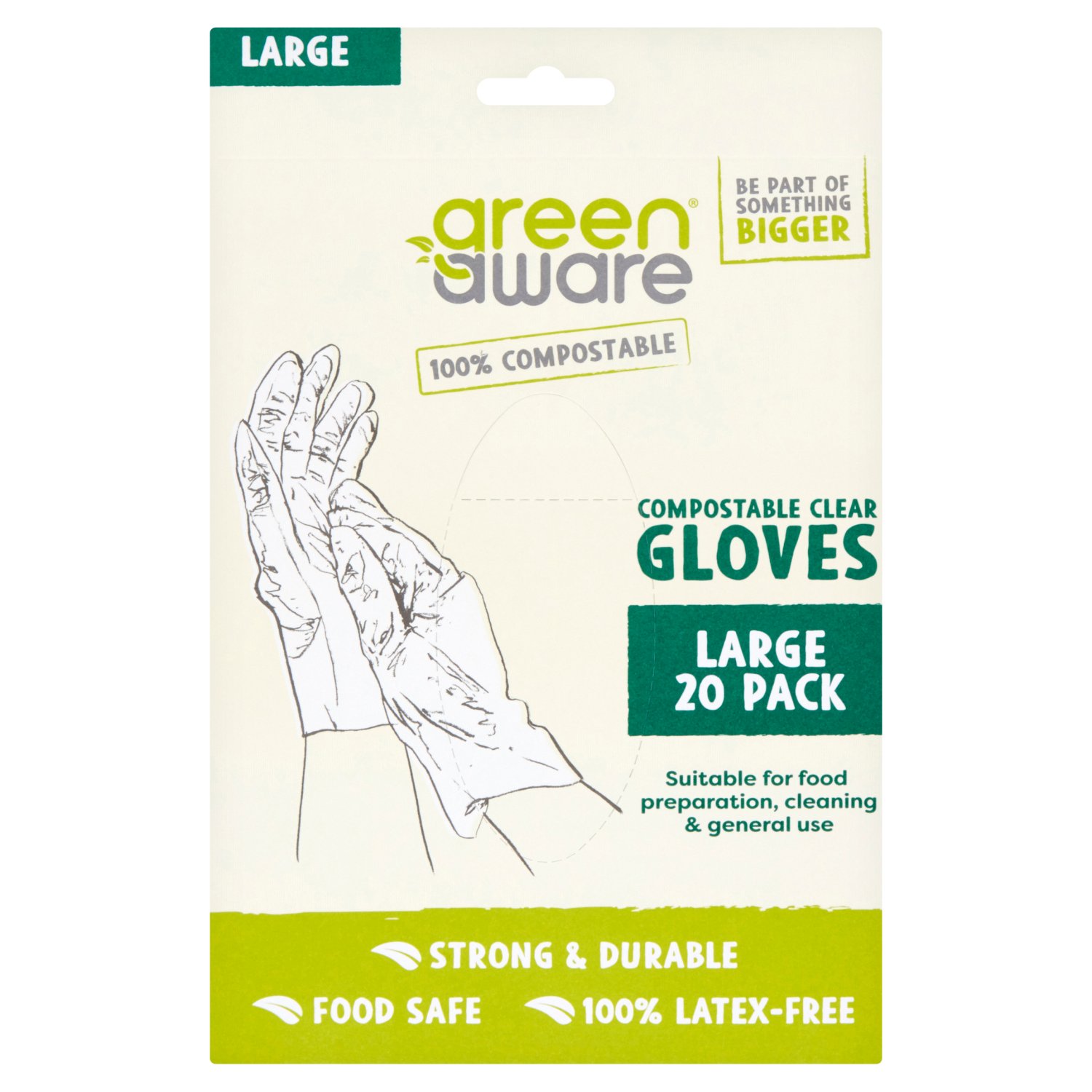 Green Aware Compostable Large Gloves (20 Piece)