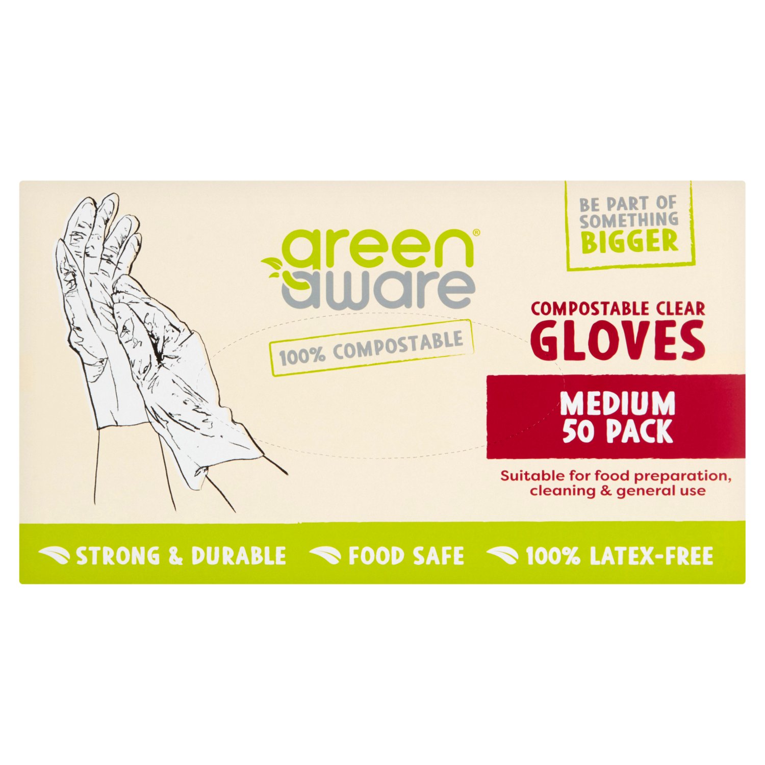 Green Aware Compostable Medium Gloves (50 Piece)