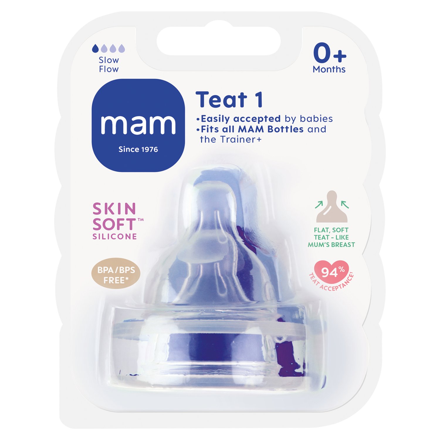 Mam Teat 1 Slow Flow (2 Piece)