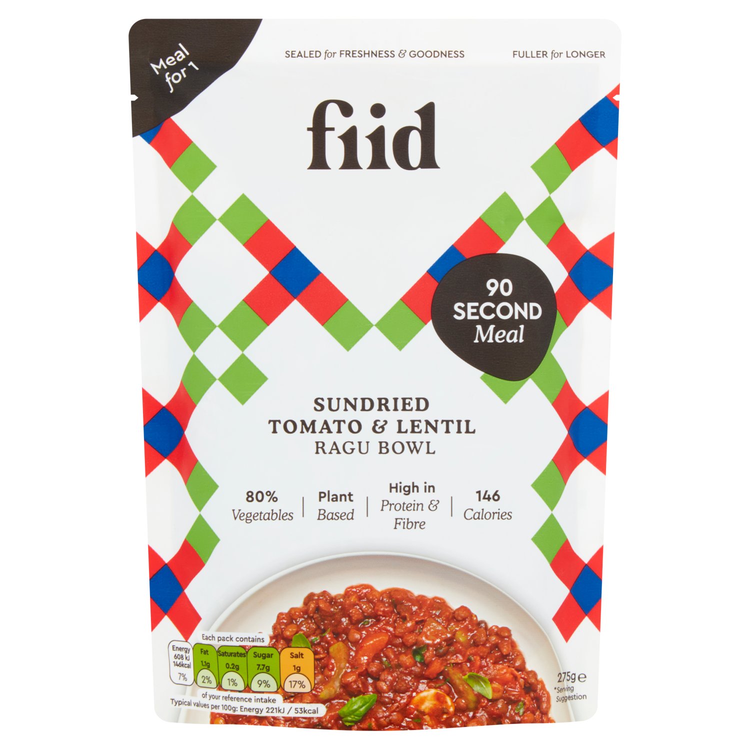 Fiid Sundried Tomato & Lentil Ragu Bowl (275 g)