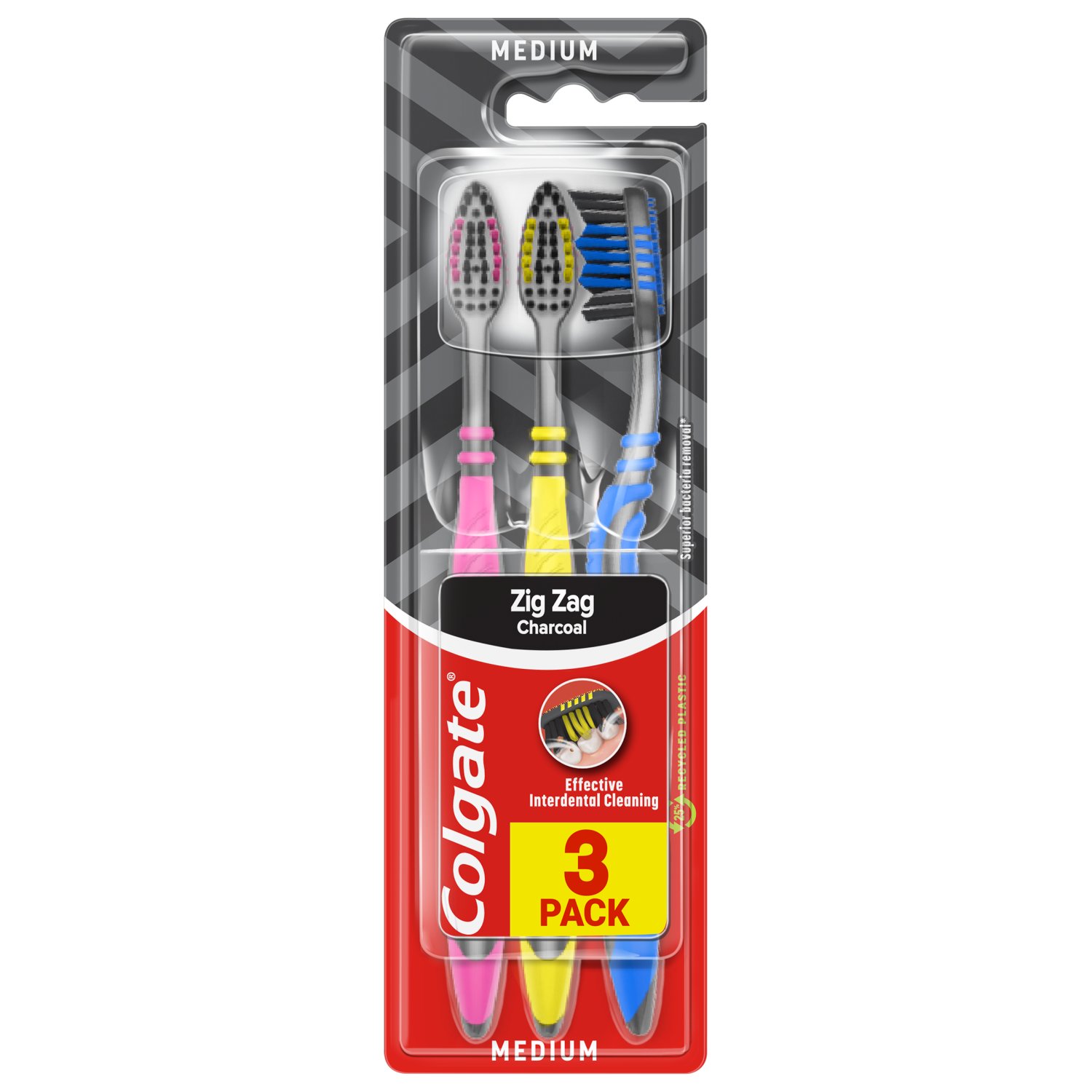 Colgate Toothbrush Zig Zag Charcoal (3 Piece)