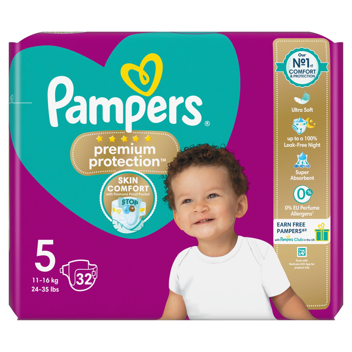 Pampers Premium Protection Size 5 Nappies (32 Piece)