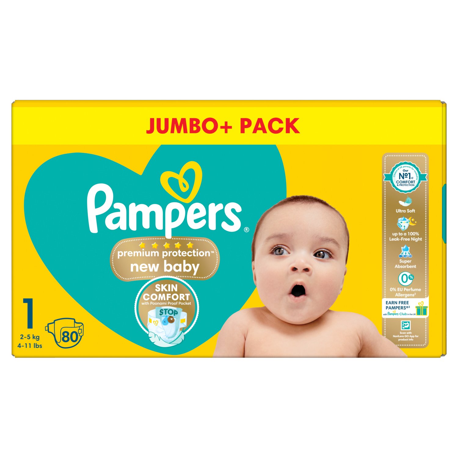 Pampers New Baby Size 1 Jumbo Plus (80 Piece)