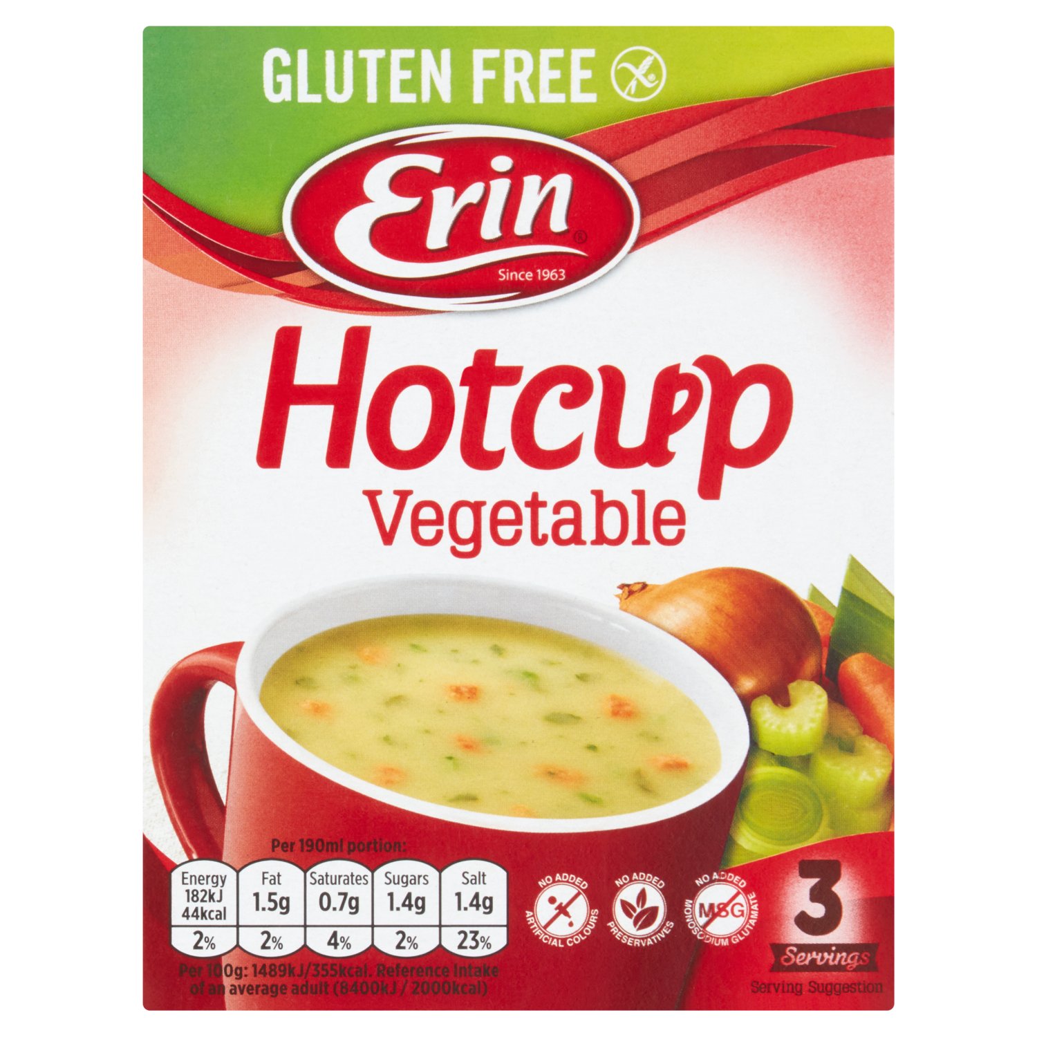 Erin Hotcup Vegetable Gluten Free Soup 3 Pack (36 g)