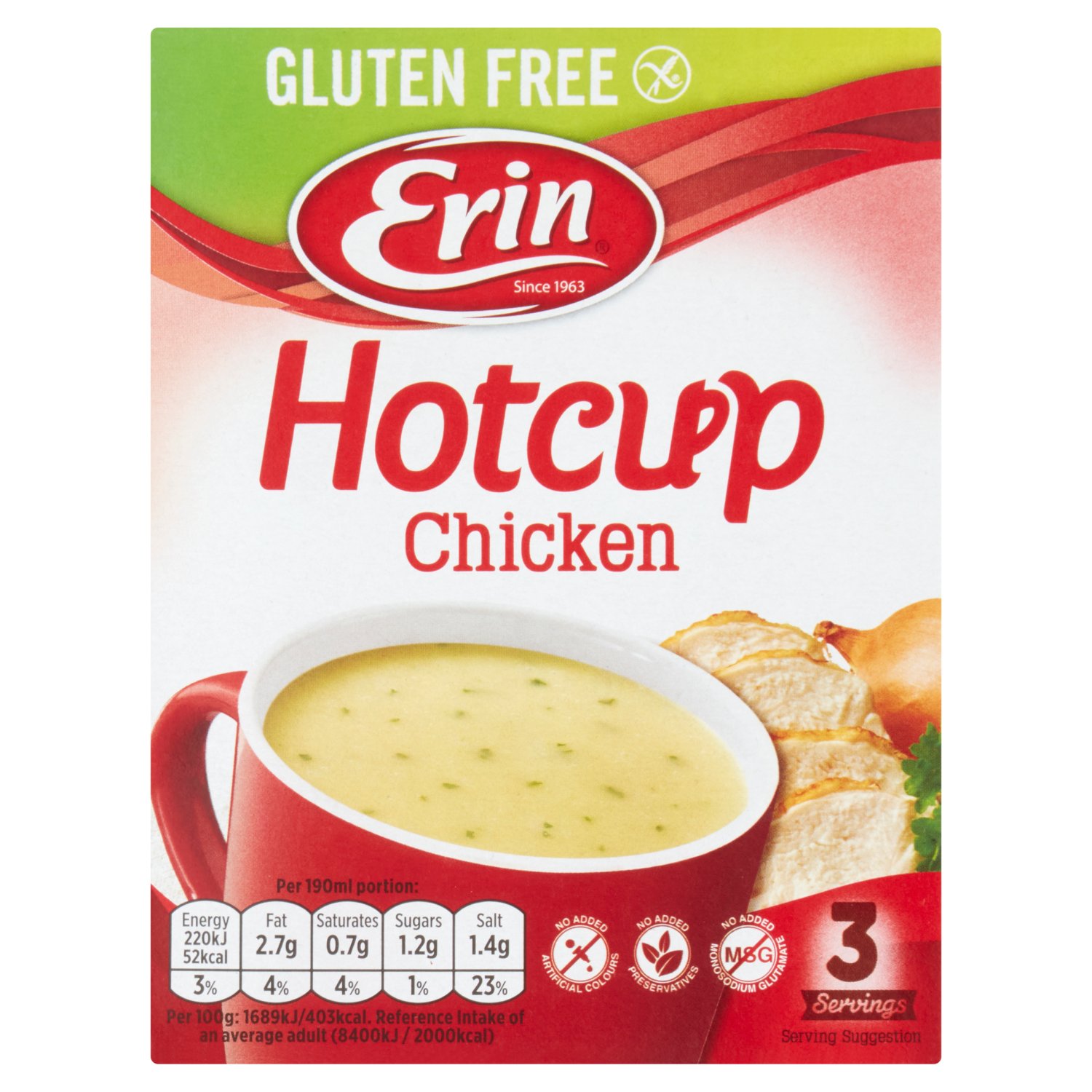 Erin Hotcup Chicken Gluten Free Soup 3 Pack (39 g)