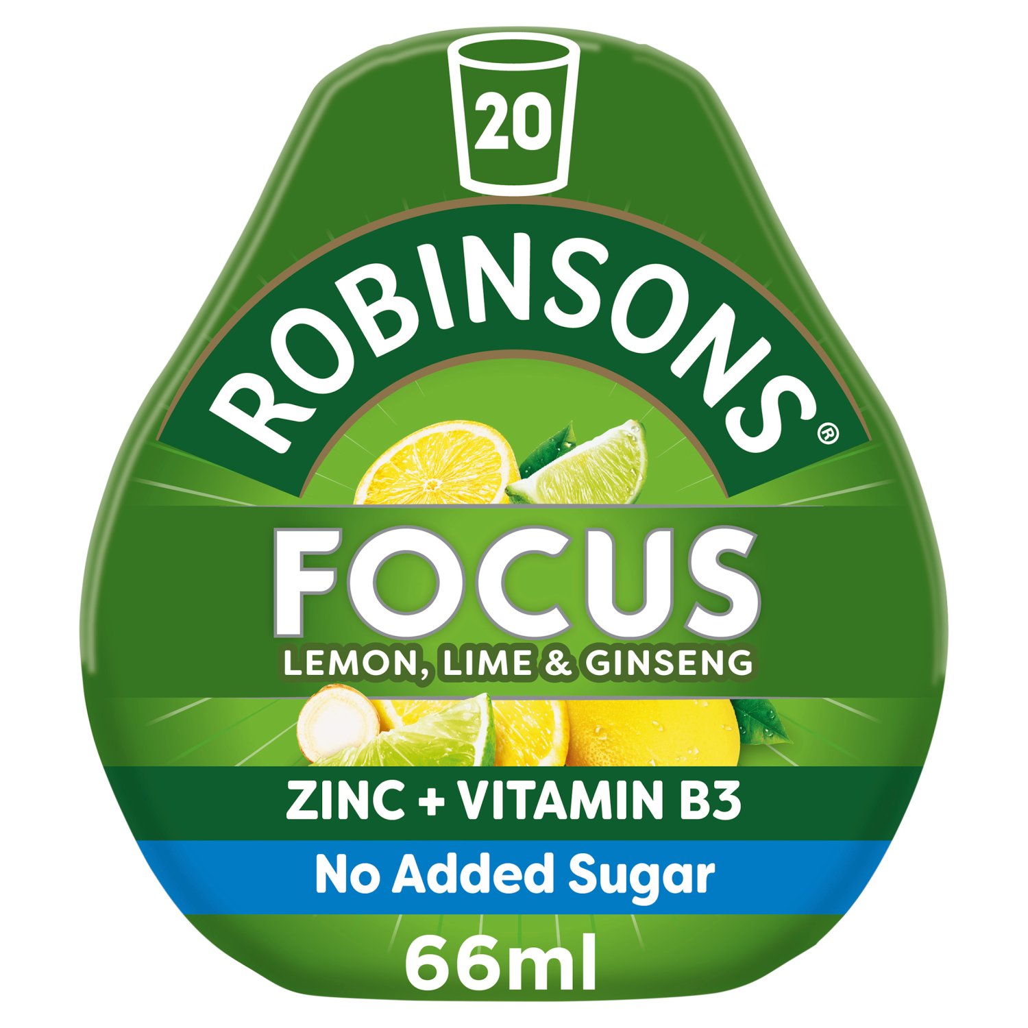 Robinsons Focus Lemon. Lime & Ginseng Drops (66 ml)