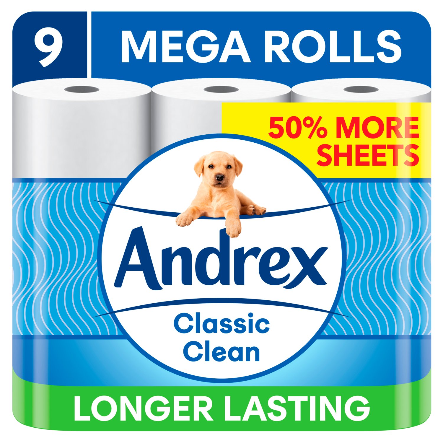 Andrex Toilet Tissue Classic Clean 9 Roll Mega (9 Roll)