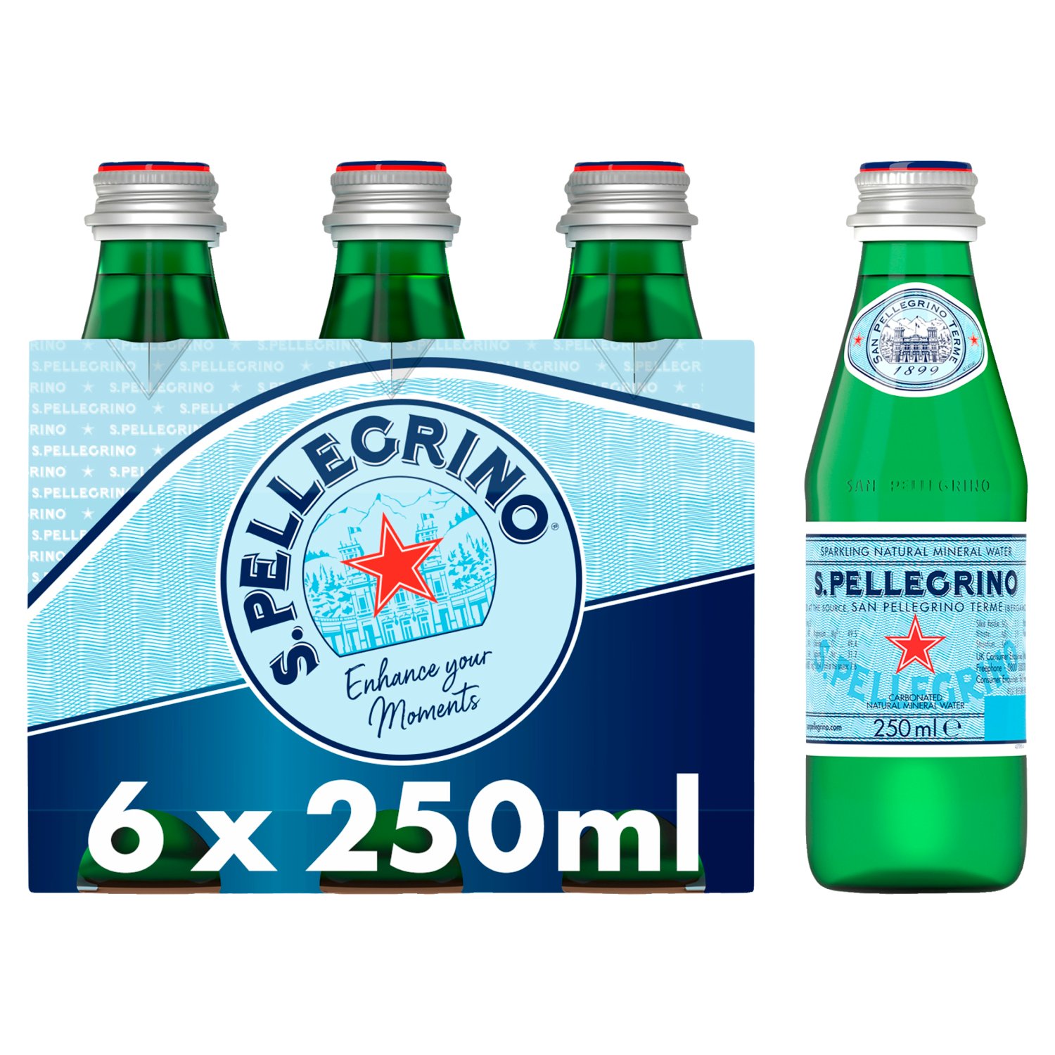 San Pellegrino Sparkling Water Glass 6 Pack (250 ml)