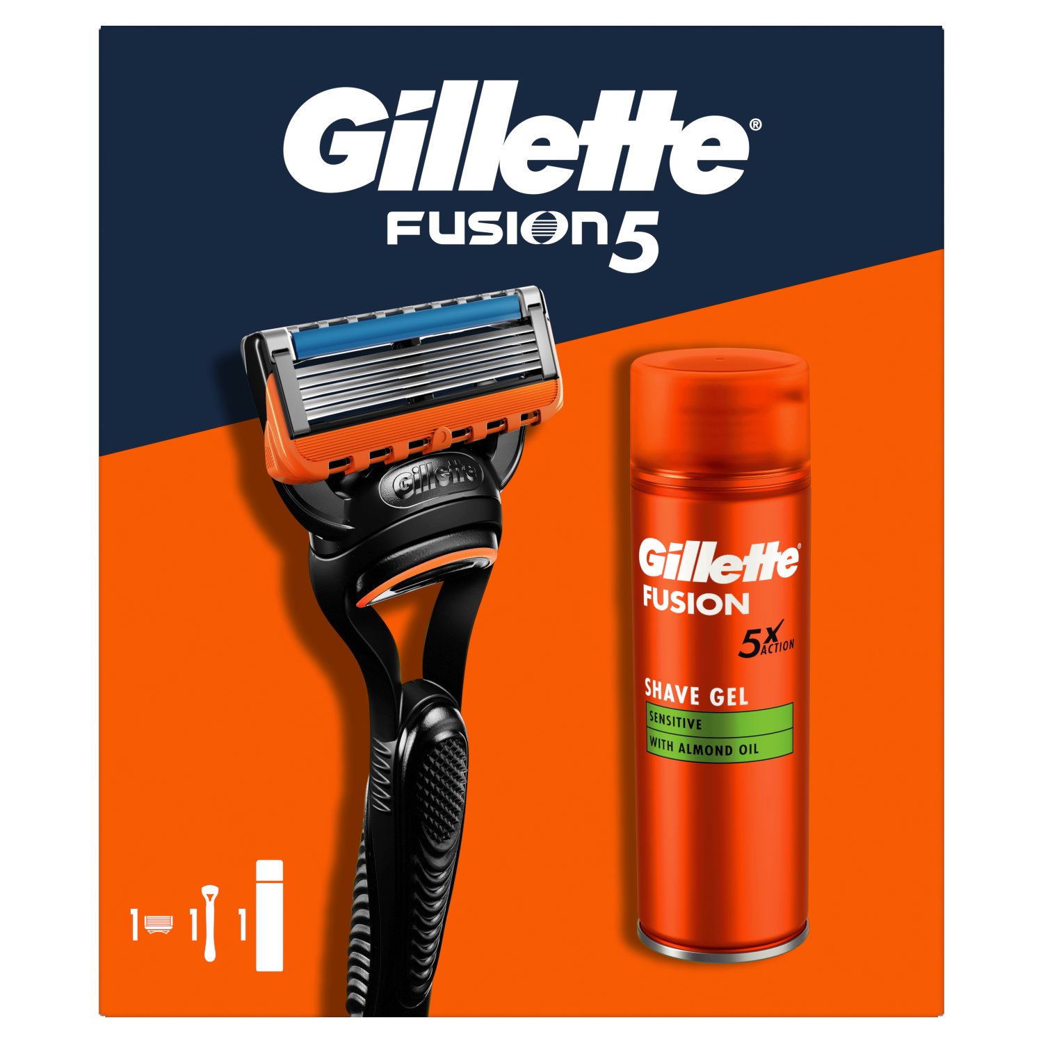 Gillette Fusion Razor + Fusion 200ml Shaving Gel (1 Piece)