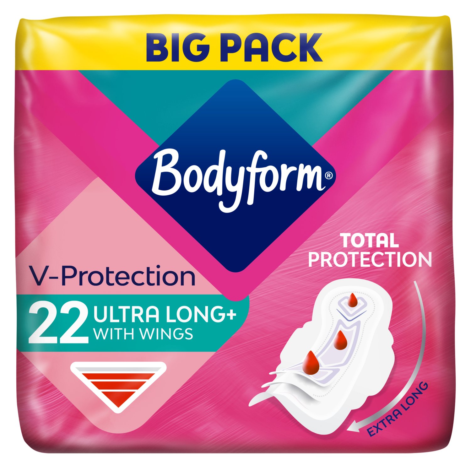 Bodyform Cour-v Ultra Long Sanitary Towels Wings 22 Pack (22 Piece)