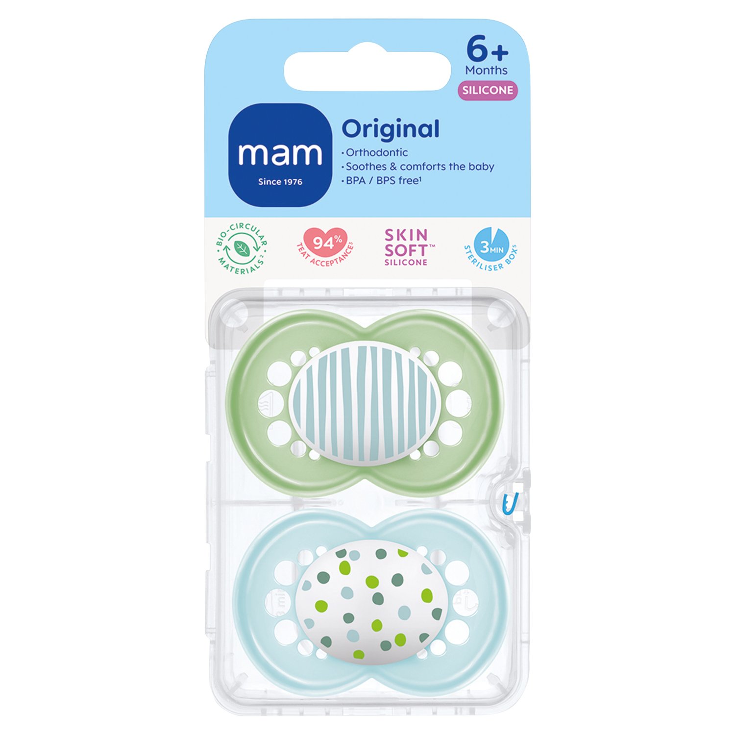 Mam Pure Night 2-6 Months Soothers 2 Pack Mixed (2 Piece)