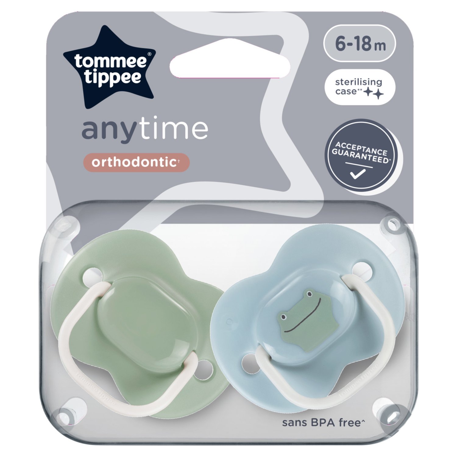 Tommee Tippee Anytime Orthodonic Soothers 6-18 Months (2 Piece)