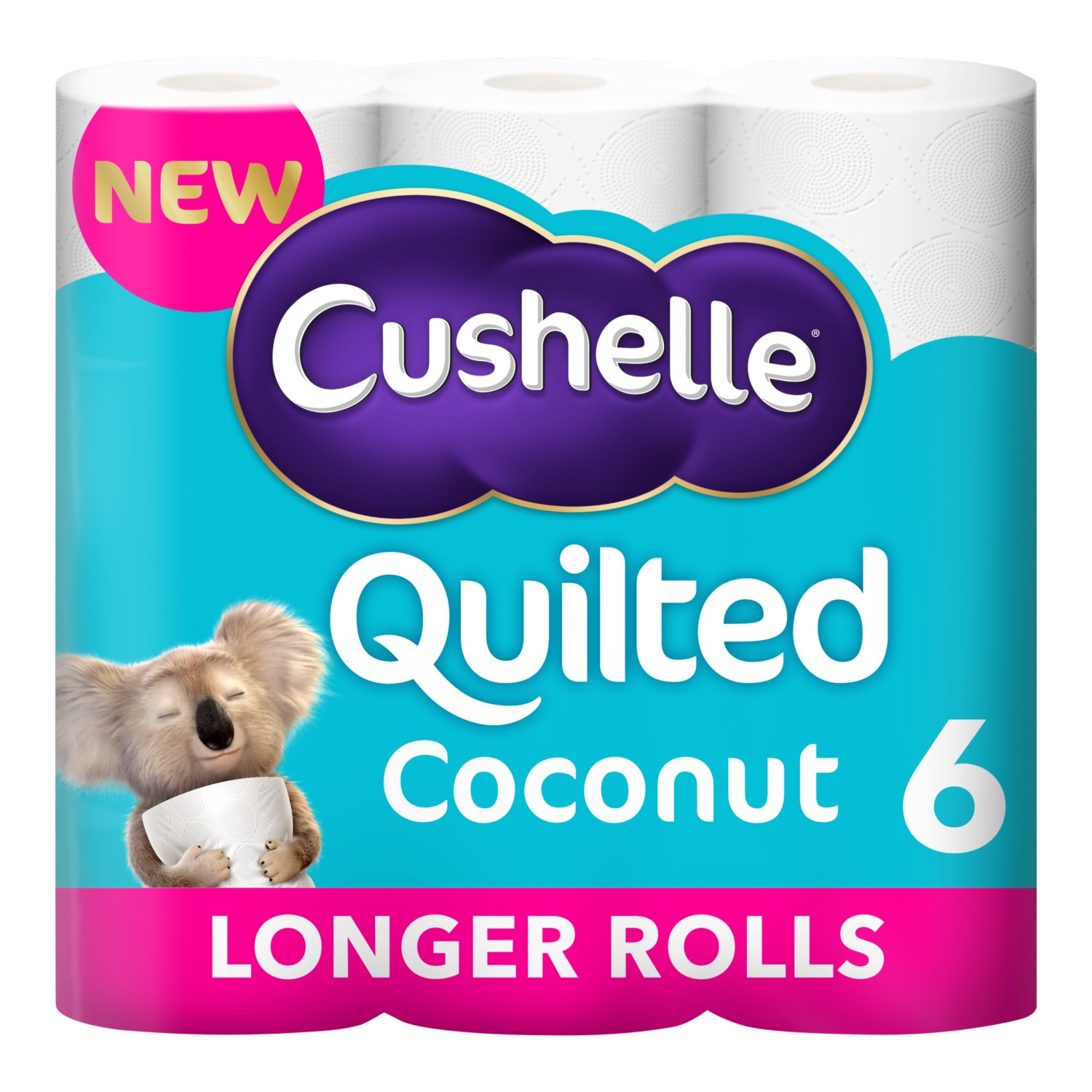 Cushelle Quilted Coconut 50% Longer Toilet Tissue 6 Equals 9 Regular Rolls (6 Roll)