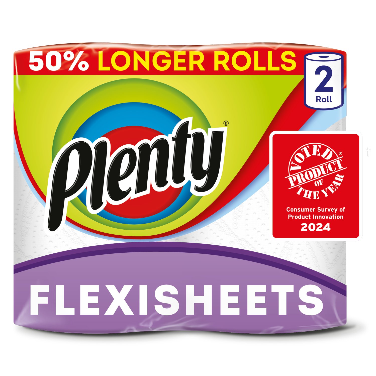 Plenty Flexi-sized Sheets 50% Longer Tubeless Kitchen Towels (2 Roll)