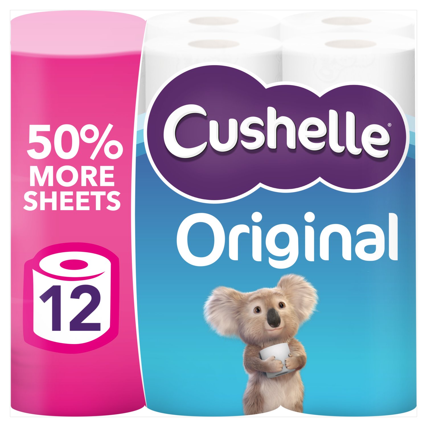 Cushelle Original 50% Longer Toilet Tissue 12 Equals 18 Regular Rolls (12 Roll)