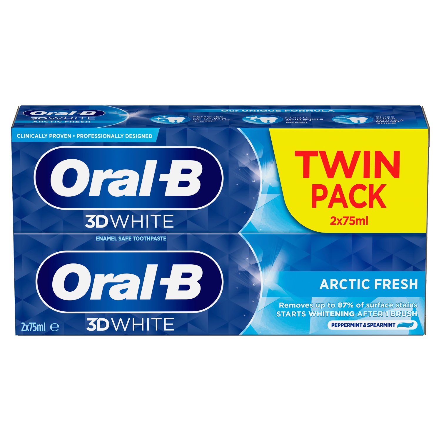 Oral-B 3D White Arctic Fresh Twin Pack (75 ml)