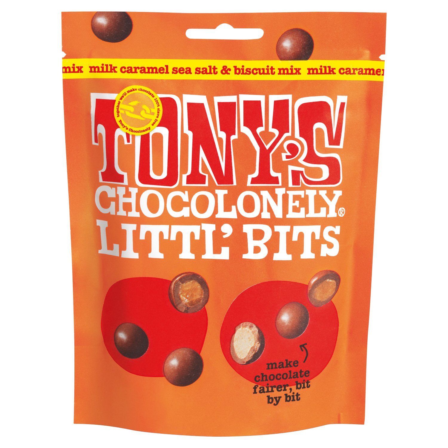 Tony's Chocolonely Littl'Bits Milk Caramel Sea Salt & Biscuit Mix (100 g)