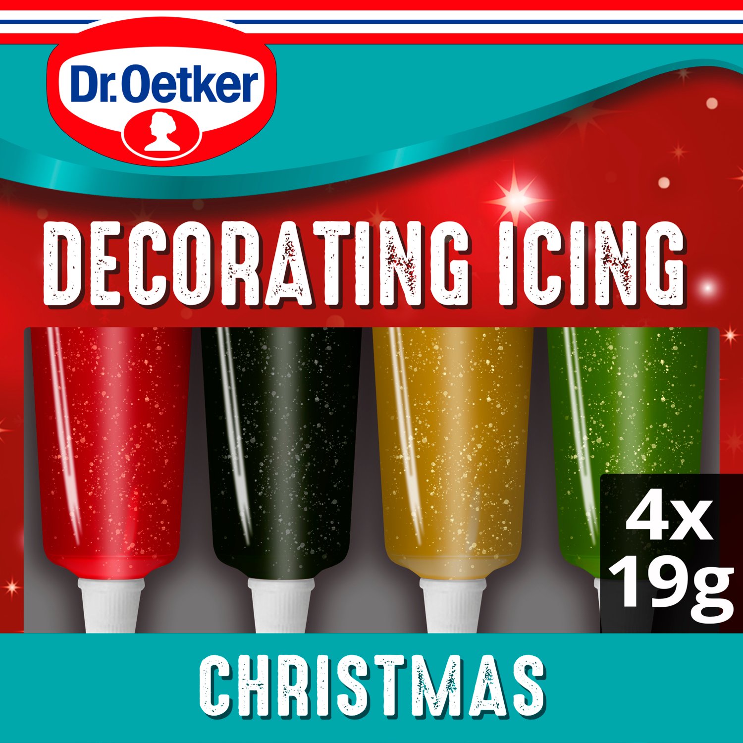 Dr.Oetker Christmas Glittery Decorating Icing 4 Pack (19 g)