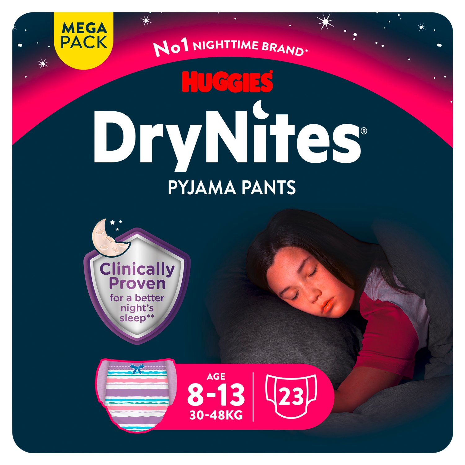 Huggies DryNites Pyjama Pants Mega Pack Girl 8-13 Years (23 Piece)