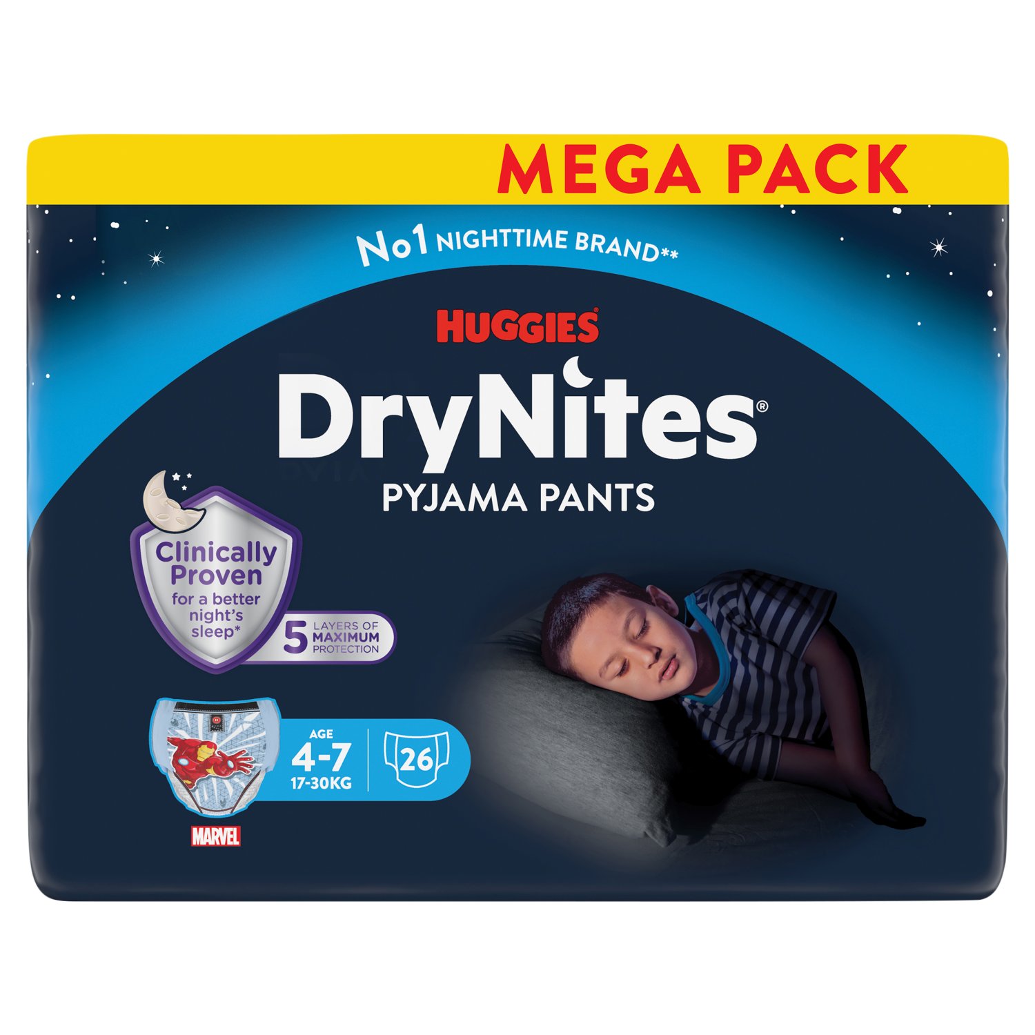 Huggies DryNites Pyjama Pants Mega Pack Boy 4-7 Years (26 Piece)