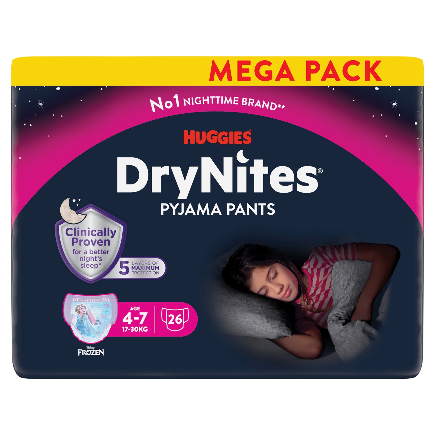 Huggies DryNites Pyjama Pants Girl 4-7 Years (26 Piece)