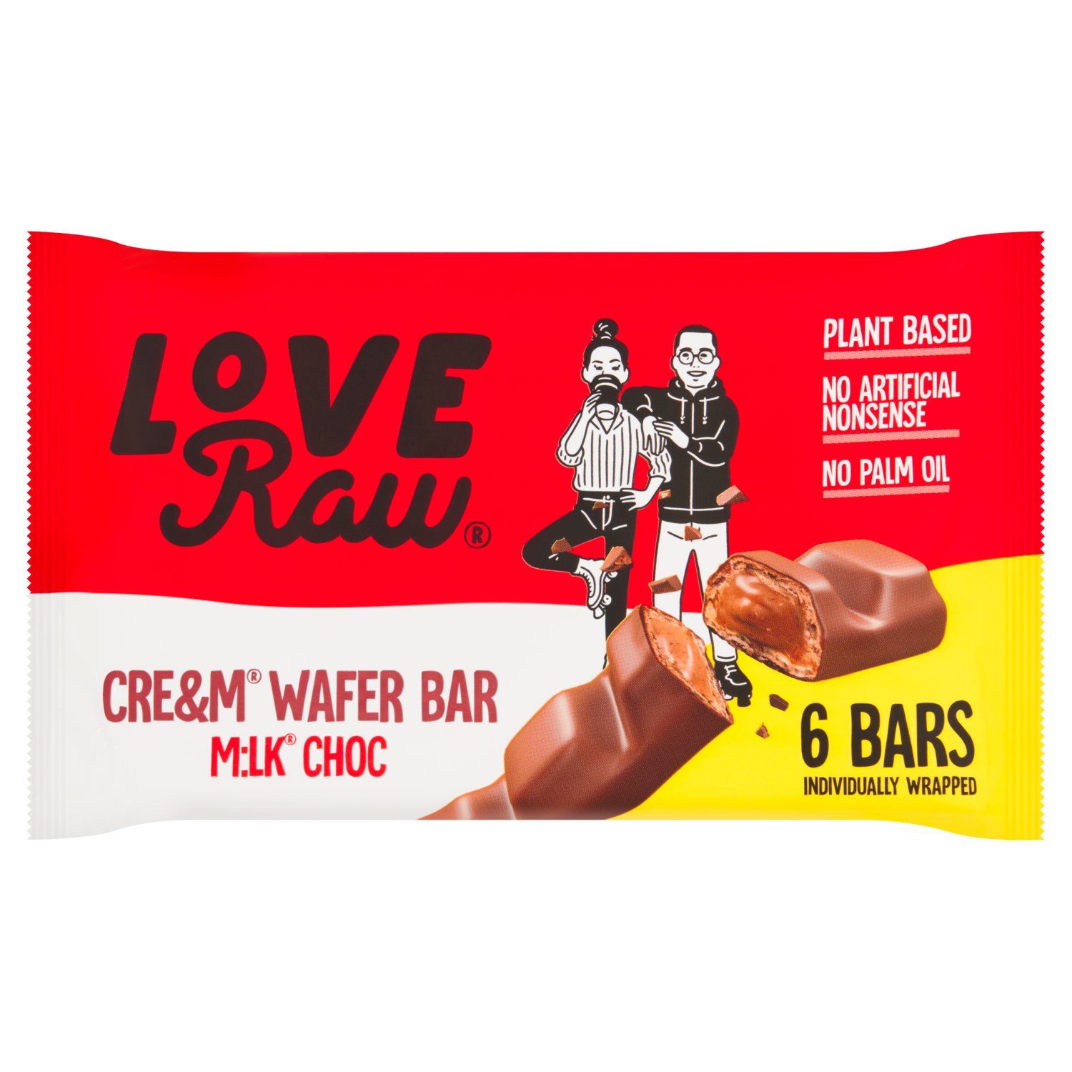 Love Raw Cre&m Wafer Milk Chocolate Bar 6 Pack (21.5 g)