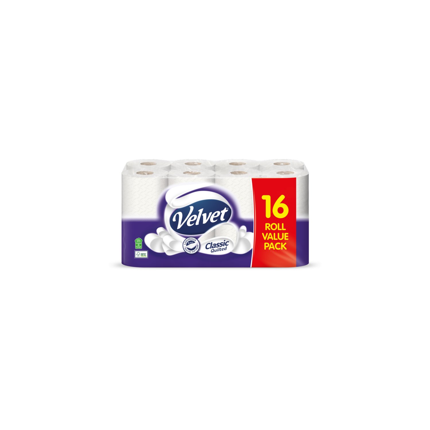 Velvet Classic Quileted Toilet Tissue Value Pack (16 Roll)