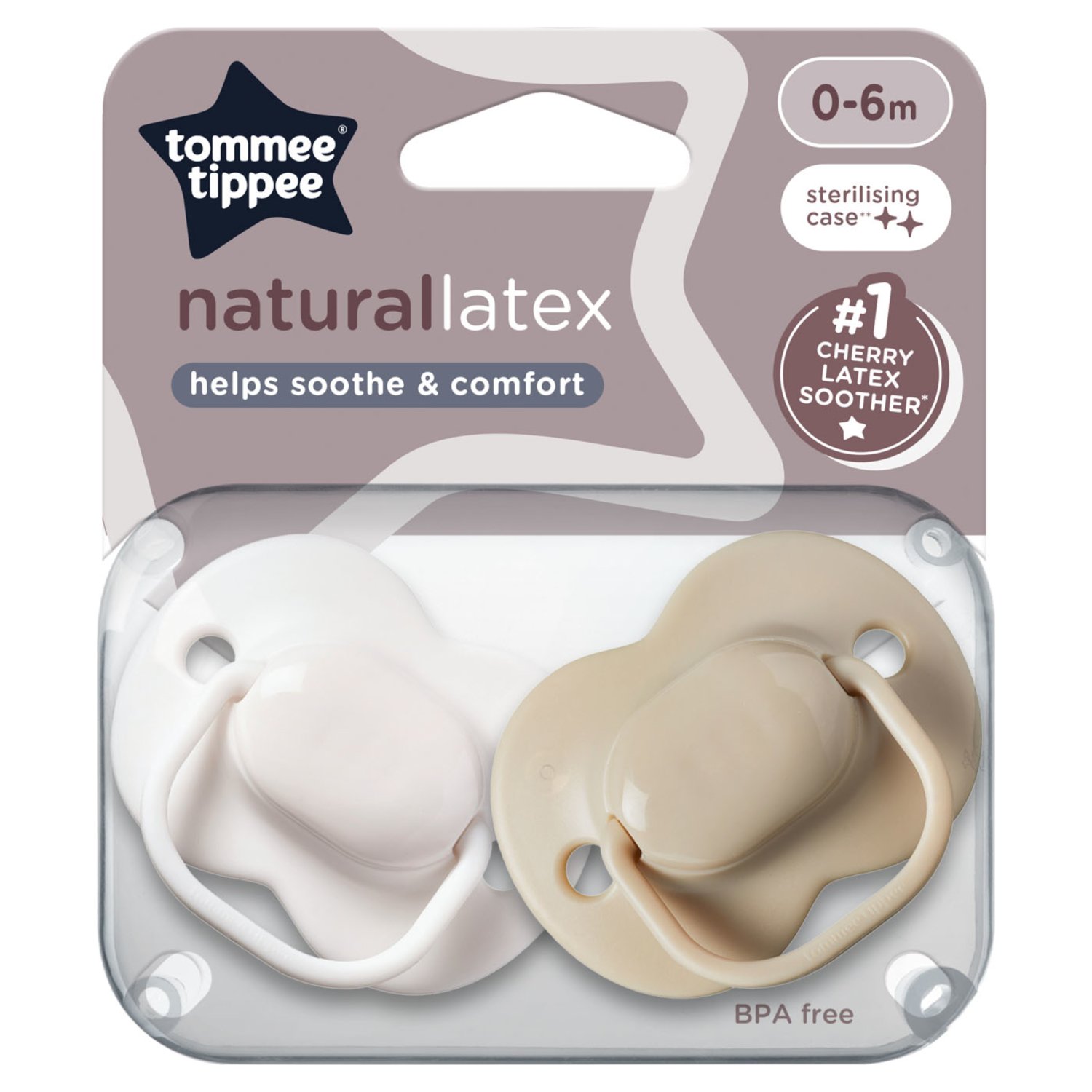 Tommee Tippee Natural Latex Cherry Soothers 0-6 Months (2 Piece)