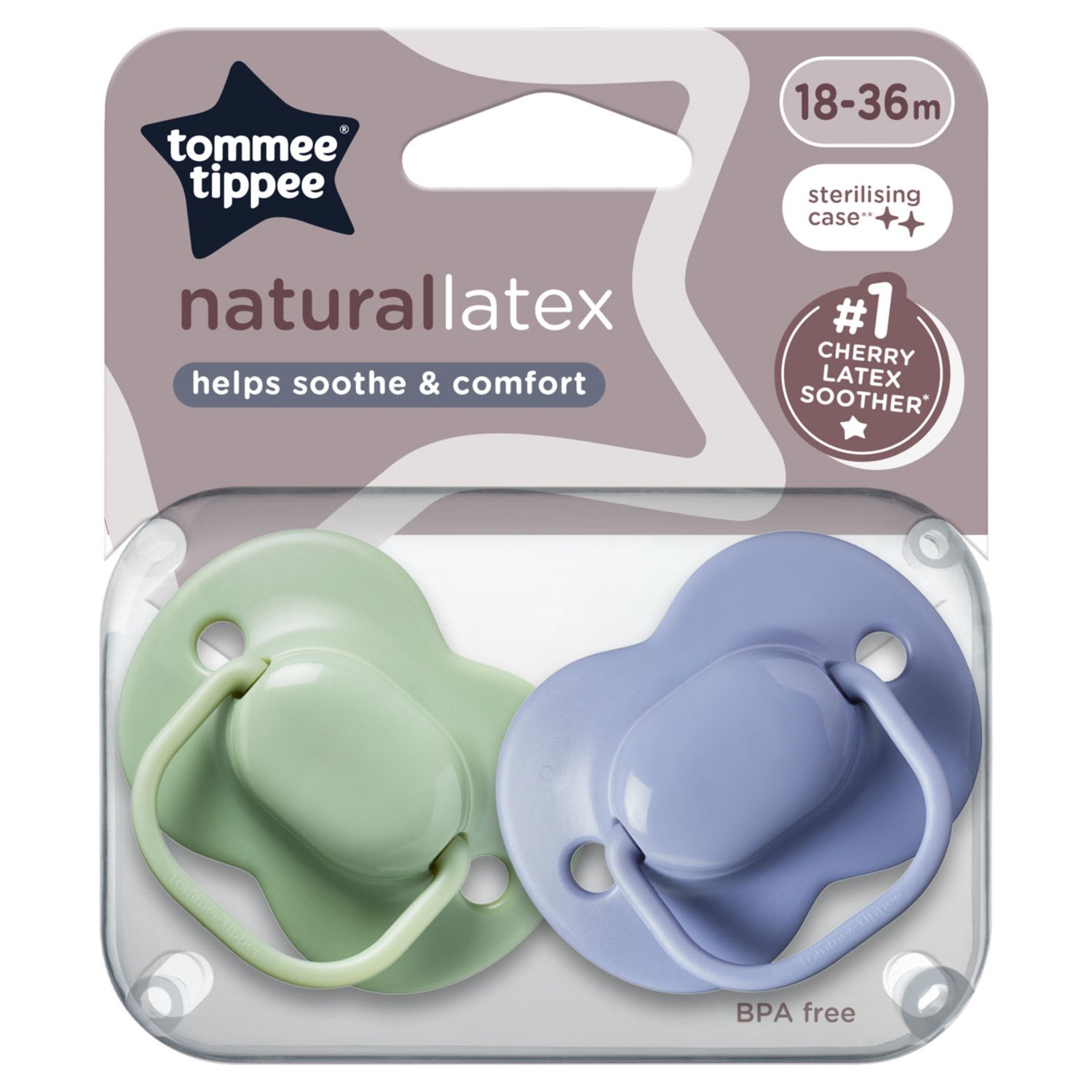 Tommee Tippee Natural Latex Cherry Soothers 18-36 Months (2 Piece)