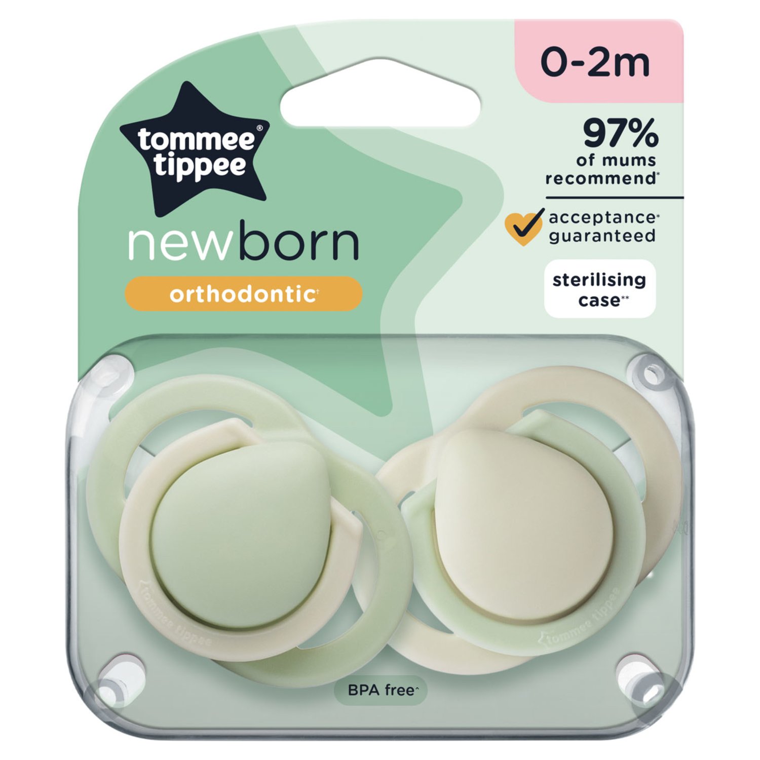 Tommee Tippee Newborn Orthodontic Soothers 0-2 Months (2 Piece)