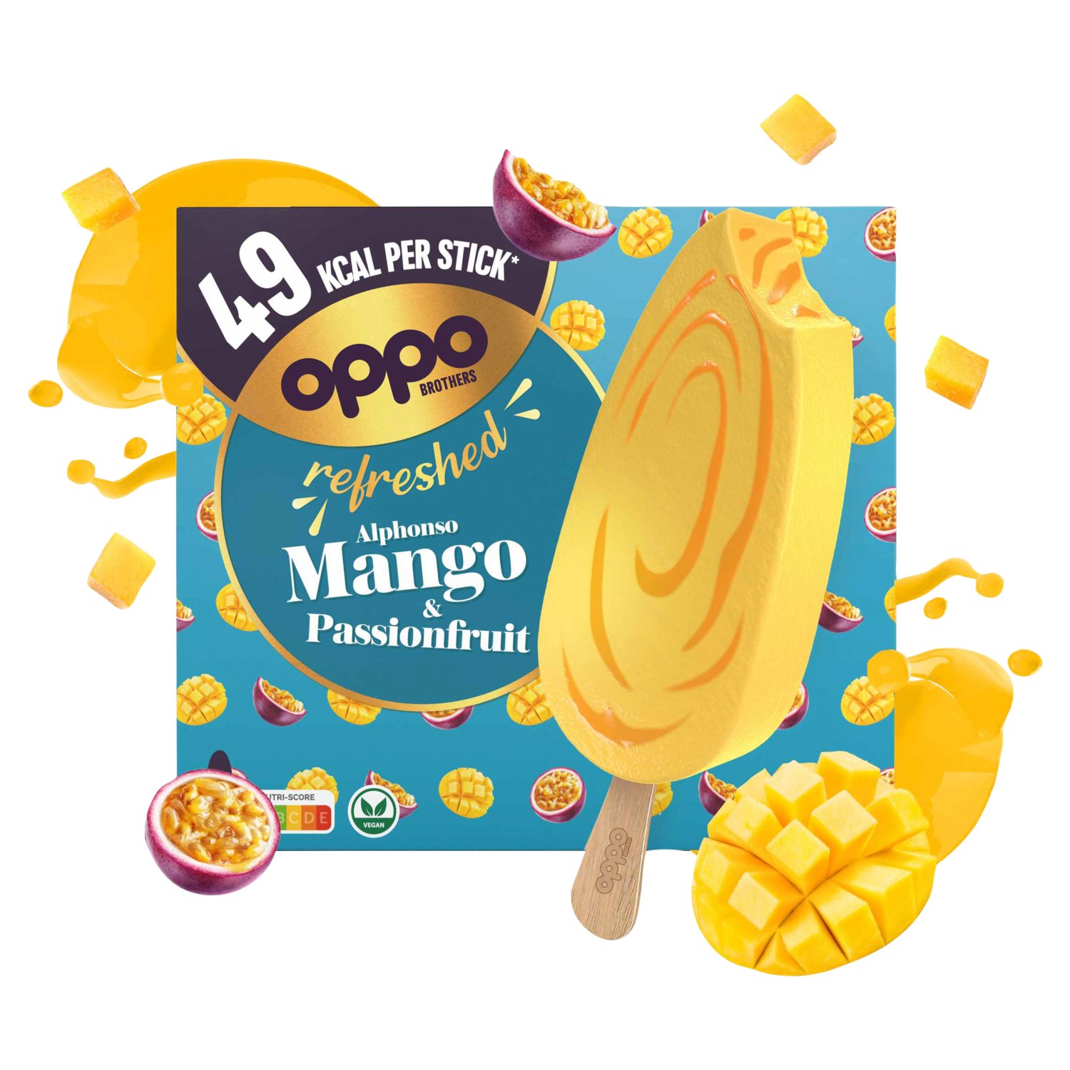 Oppo Alphonso Mango & Passionfruit Ice Cream Stick 3 Pack (62 g)