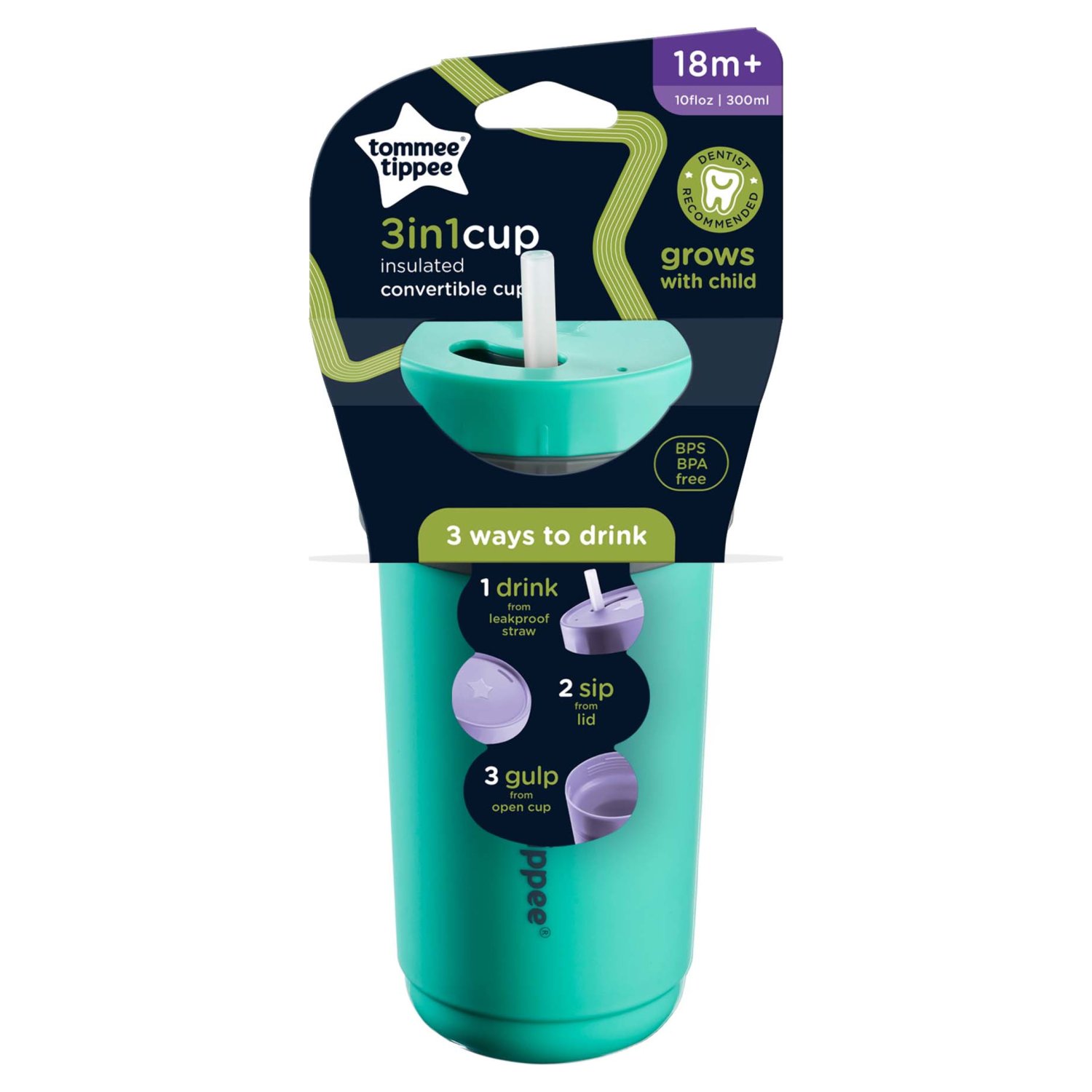 Tommee Tippee Green 3in1 Tumbler 18 Month+ 10oz (1 Piece)