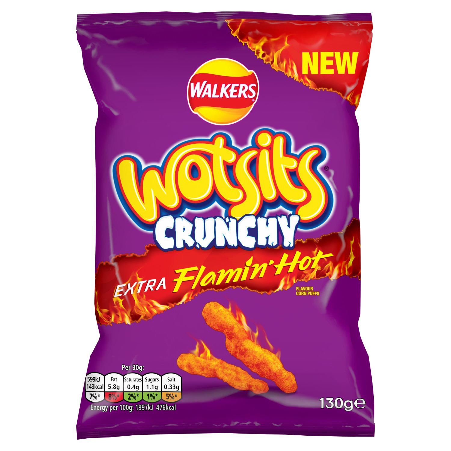 Walkers Wotsits Crunchy Extra Flamin Hot (130 g)