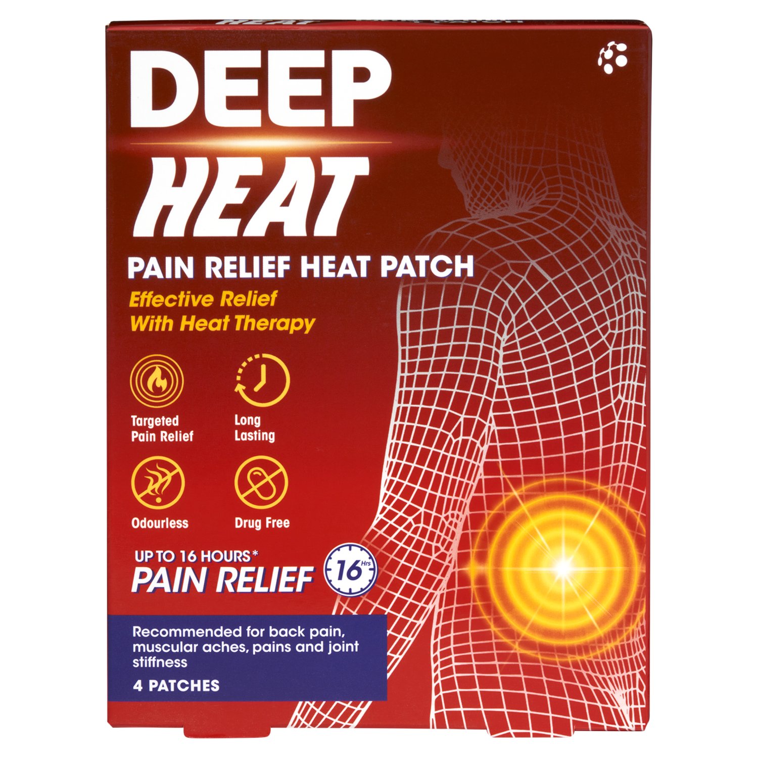 Deep Heat Odourless Pain Relief Heat Patch (4 Piece)