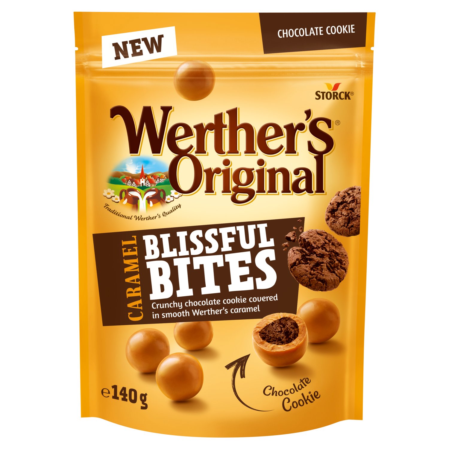 Werther's Original Chocolate Cookie Caramel Blissful Bites Pouch (140 g)