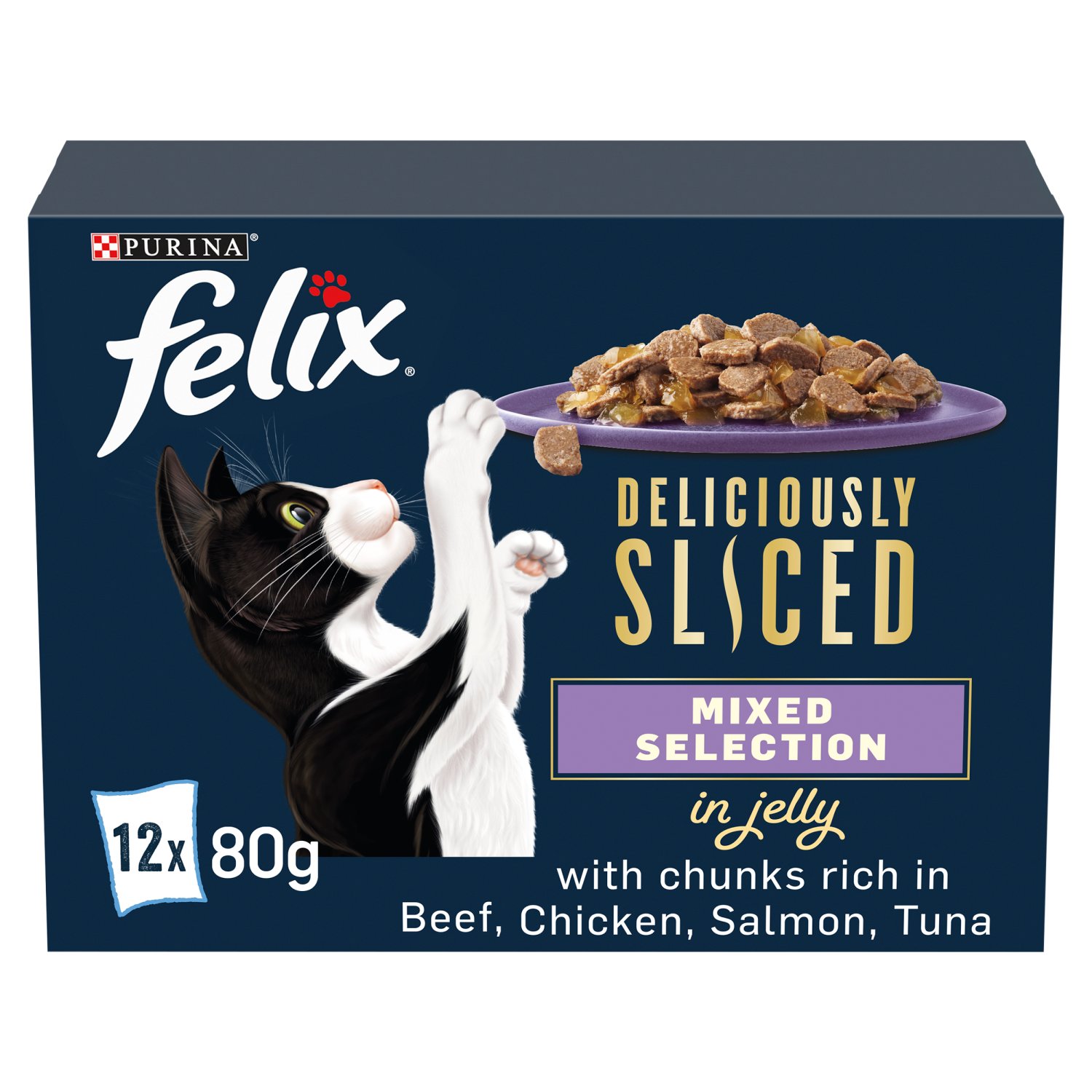 Felix Deliciously Sliced Mixed Selection in Jelly Cat Food Pouch 12 Pack (80 g)